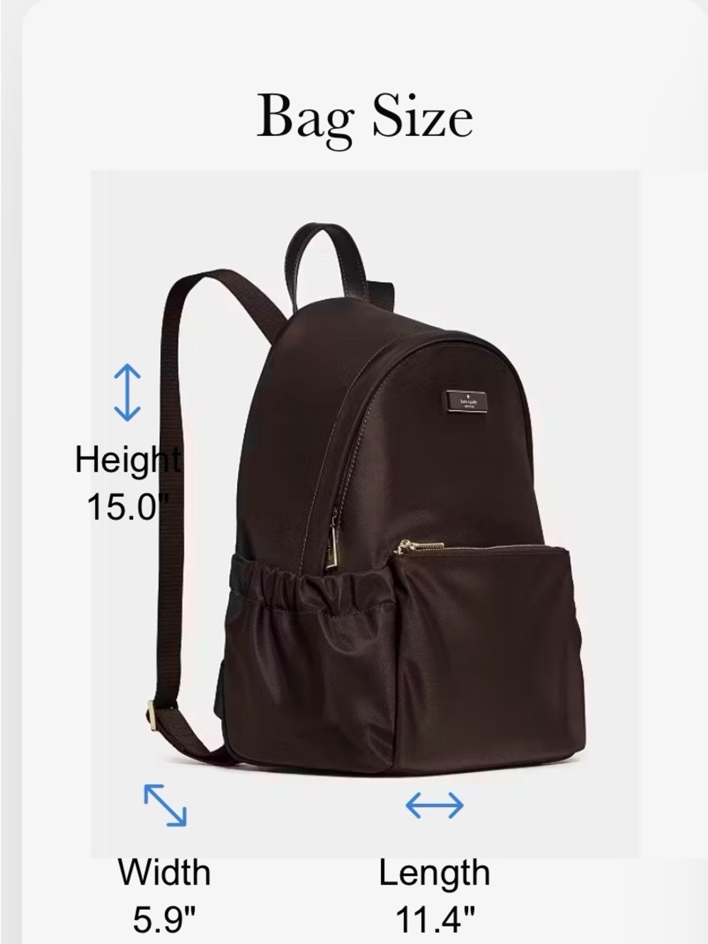 NWT Kate Spade Carter Large Dome Backpack Hot Fudge Brown Gold $379